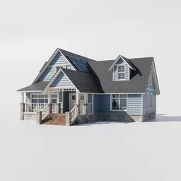 High-quality 3D model of a classic style exterior house with single mesh design, suitable for Blender rendering.