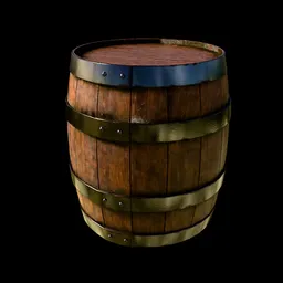 Old Wooden Barrel With Metallic Fittings