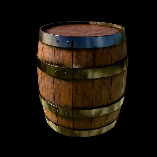 Old Wooden Barrel With Metallic Fittings