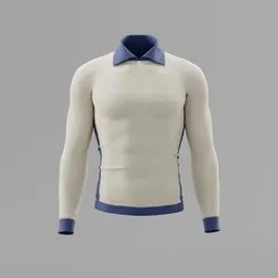 Realistic full-sleeve t-shirt 3D model, Blender-ready, with detailed textures and collar.