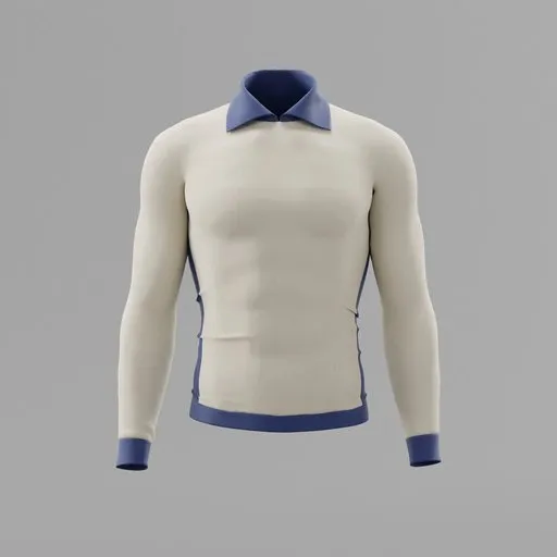 Realistic full-sleeve t-shirt 3D model, Blender-ready, with detailed textures and collar.