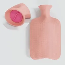 High-quality Blender 3D model of pink textured hot water bottle with open cap, isolated on white.