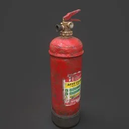 Highly detailed red Blender 3D fire extinguisher model for game and industrial design.