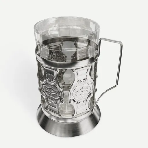 Vintage Podstakannik with Faceted Glass