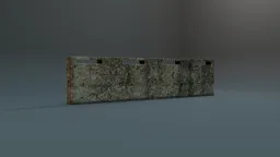 Detailed textured 3D model of a weathered wall with grunge effect, designed in Blender for urban, industrial scenes.