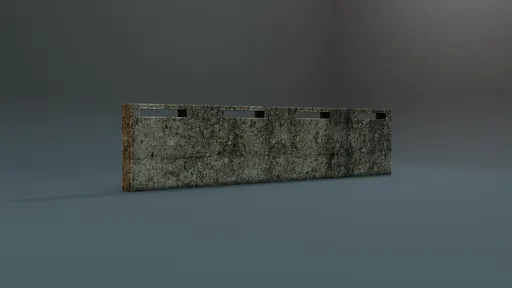 Detailed textured 3D model of a weathered wall with grunge effect, designed in Blender for urban, industrial scenes.