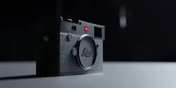 Detailed 3D model of Leica M10 camera with textured surfaces, rendered in Blender.