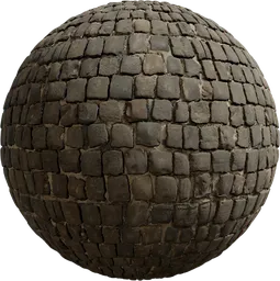 Highly detailed cobblestone texture for PBR material in 3D modeling, designed by Rob Tuytel for realistic floor surfaces.
