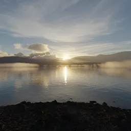 Sunset by the Lake with Mountains