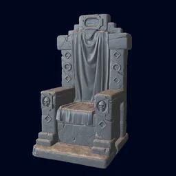 Ancient stone throne with skulls