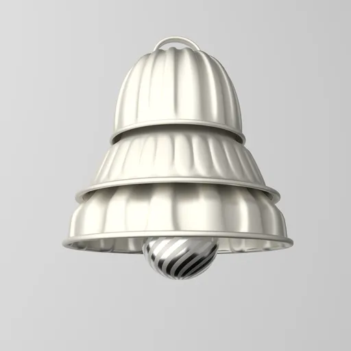 Detailed 3D model of a ribbed silver bell with clapper for Blender rendering, perfect for festive scenes.