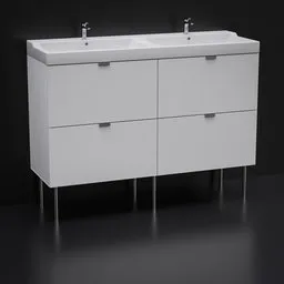 Bathroom double cabinet with drawer
