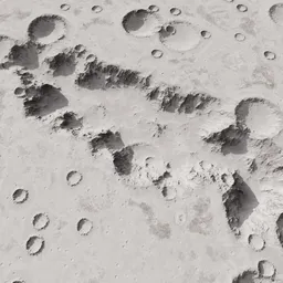 "Moon Surface Terrain crack - 2x2km 3D model for Blender 3D. Highly detailed with realistic moonray rendering and destroyed human structures. Includes displacement map for a lifelike moon surface."
