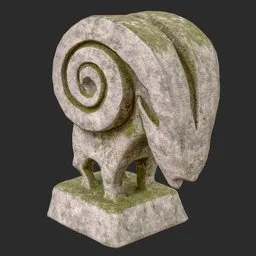 Ram abstract moss stone statue