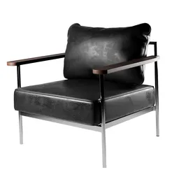 Black leather 3D armchair model with a modern design, created in Blender, suitable for interior rendering.