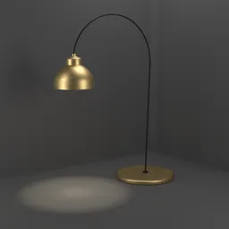 "Floor Lamp Overhang Arc Copper, a realistic and stylish 3D model in Blender 3D. Inspired by Joseph Beuys, this lamp features brass and steam technology, providing a close-up view with shaded lighting. Perfect for adding a touch of sophisticated elegance to your virtual room designs."