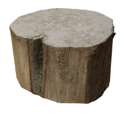Realistic 3D model of a wooden stump with detailed textures and natural surface, optimized for Blender.