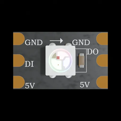 Detailed 3D Blender model of an addressable LED strip component for industrial design use.