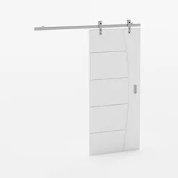 Modern 3D sliding door model with metal hardware for interior design rendered in Blender, ideal for architectural visualization.