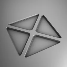 "Scifi Decal 033 X Cross Inset 3D model for Blender 3D: a triangular object on a gray background perfect for infinity blade concept art and future combat gear designs. Made with Decal Machine and inspired by John Maxwell, this high-quality model fits Pixologic top row, insignia, roblox, and 1 9 8 0 s cgi styles. Get your Peugeot Prestige version 3 today and add depth to your projects."