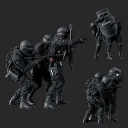 Police Tactical Squad Stack Formation Breach Black