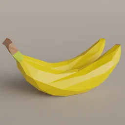 Stylized low poly 3D model of two yellow bananas suitable for Blender graphic projects.