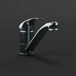 Highly detailed 3D model of a modern kitchen faucet, compatible with Blender for photorealistic rendering.