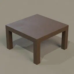 3D rendered walnut coffee table model for Blender, optimized for realistic texturing and lighting effects.