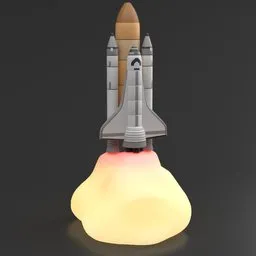 3D-rendered children's nightlight in the shape of a space shuttle with Blender-compatible model design.