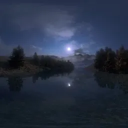 Moonlit Island HDRI Silent Lake Night