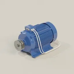 Detailed Blender 3D model of a blue electric motor for power tool applications, showing texture and design intricacy.