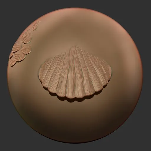 Detailed 3D sculpting brush imprint for creating fish scales texture in digital modeling, compatible with Blender.