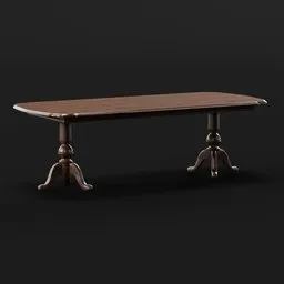 Adjustable-length walnut 3D table model suitable for various interior scenes, compatible with Blender geometry nodes.