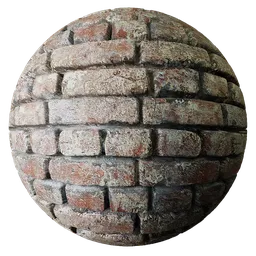 2K PBR realistic brick material texture with natural color variation and displacement detail for 3D modeling.