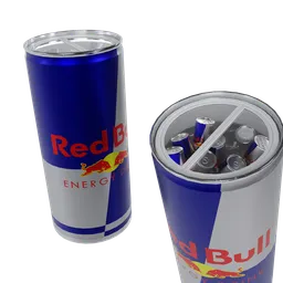 "Add some cool energy to your restaurant or bar scene with this detailed RedBull Cooler 3D model for Blender 3D. Featuring a RedBull energy drink can and a winged design, created by Jenő Gyárfás, with glass openings and top lid, perfect for in-game 3D models."