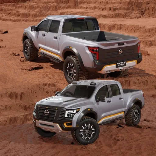 Highly detailed 3D model of a Nissan Titan Warrior pickup, perfect for Blender 3D projects.