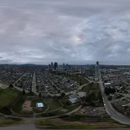 Aerial City Overcast Sunset Sky