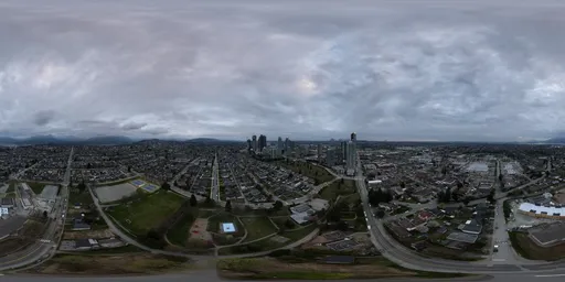 Aerial City Overcast Sunset Sky