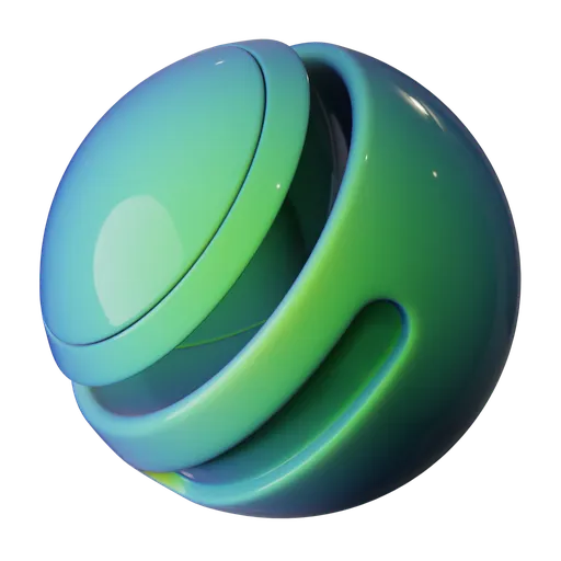 Procedural chameleon car paint with color-shifting green-blue hues and metallic flakes for Blender 3D PBR materials.