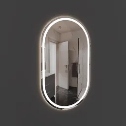 High-quality 3D-rendered oval mirror with reflective surface optimized for Blender, perfect for modern interior design visualization.