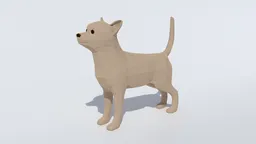 3D Chihuahua model with low polygon count, suitable for Blender renderings, including separate eye mesh.
