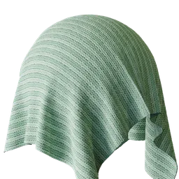Mint and White Striped Knit Fabric
