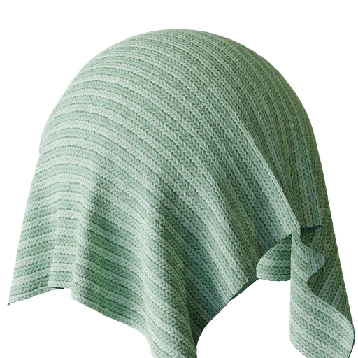 Mint and White Striped Knit Fabric