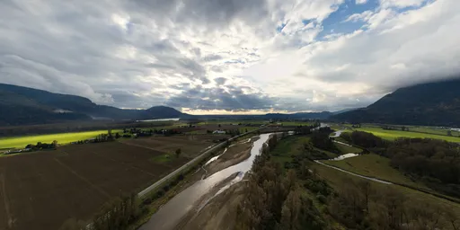 Dramatic Overcast Sky in Valley