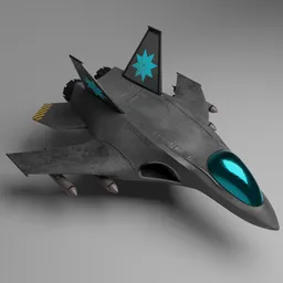 Stylized F22 Fighter Jet - Grey Cyan Colour