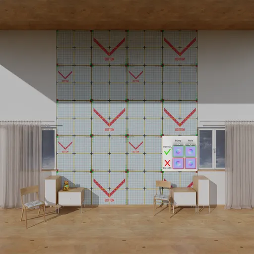 Detailed 3D validation scene for testing models with Blender, showing scale grid and lighting setup.