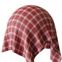 Red and white Scottish checkered fabric PBR material for 3D rendering in Blender. Download available.
