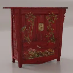 Vintage Red and Gold Chinese Armoire