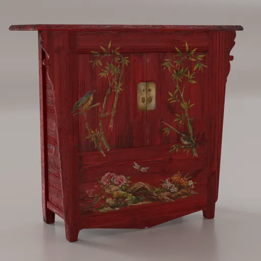 Vintage Red and Gold Chinese Armoire
