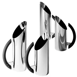 Detailed 3D render of two reflective ALESSI pitchers, silver, Blender 3D model preview with sleek design.